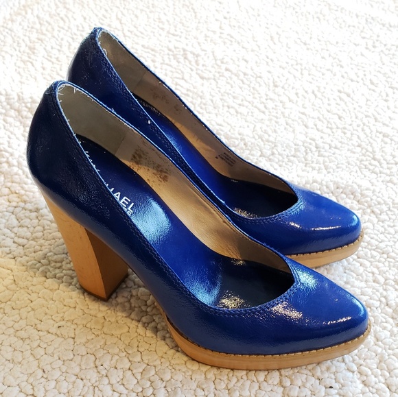 blue patent leather heels